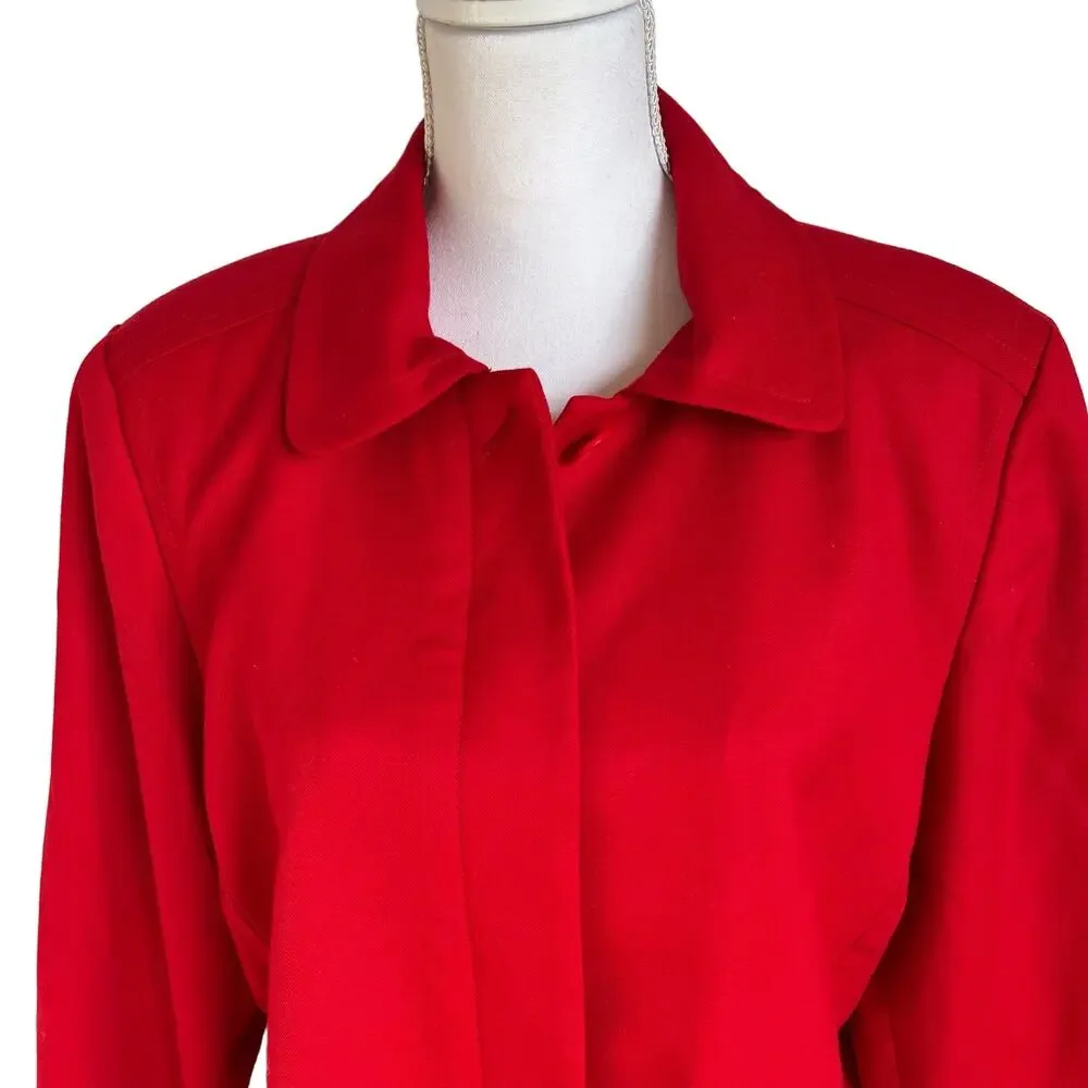 Pendleton Jacket Coat Size L Red 100% Virgin Wool Longline Classic Button Up